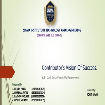 Contributor personality development