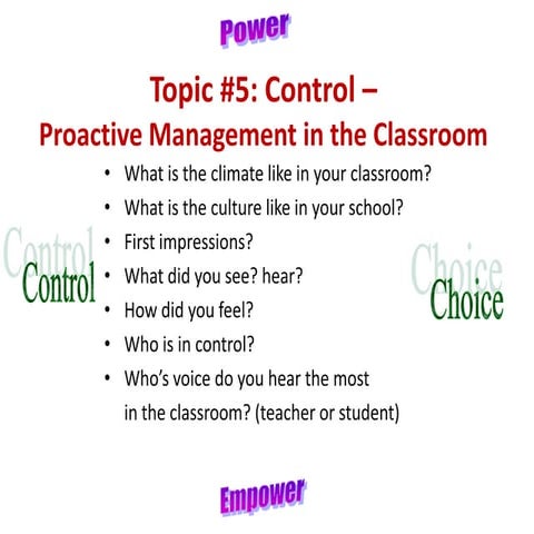 Control - Proactive Management in the Classroom