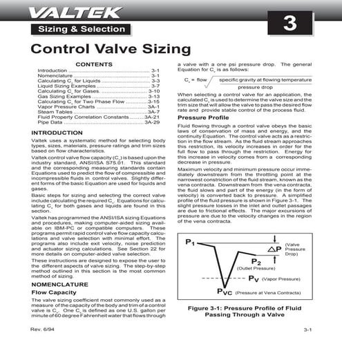 Control valve-sizing