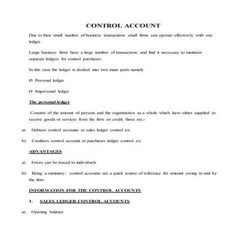Control account