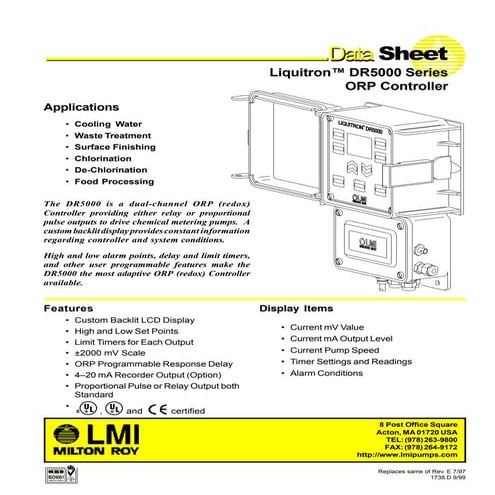 Controlador ORP Milton Roy