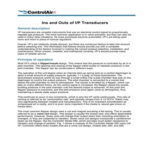 Ins and Outs of I/P Transducers
