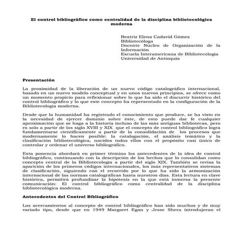 Control Bibliográfico