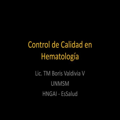 Control de calidad en hematología 2013