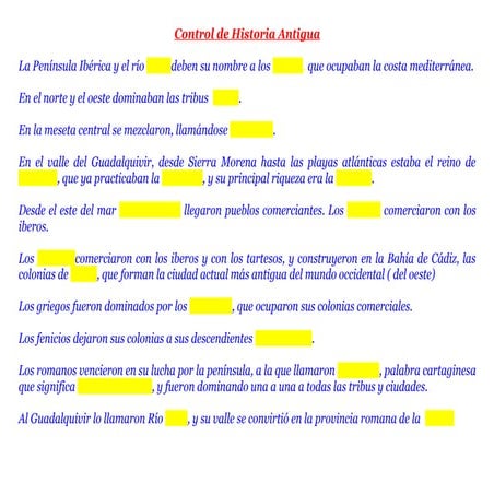 Control de historia antigua