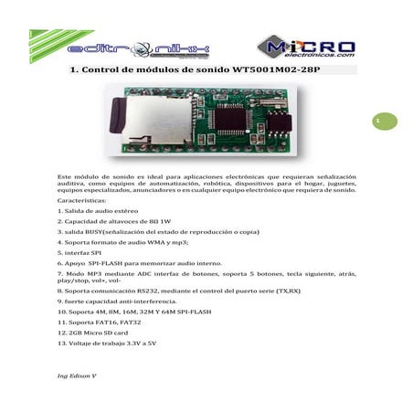 Control de módulos de sonido wt5001