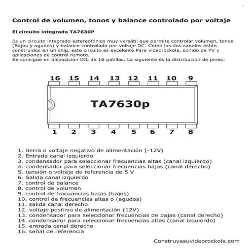 Control De Volumen Y Tonos Por Voltaje Con Ta7630
