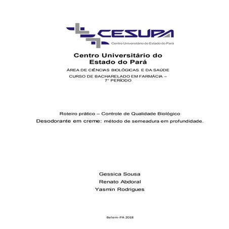 Controle de qualidade biológico de desodorante    