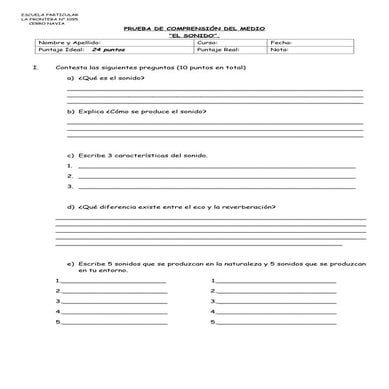Prueba Unidad 4: el sonido