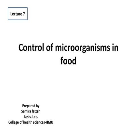 Control of microorganisms in food