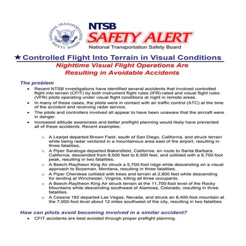 Controlled flight into terrain in visual conditions