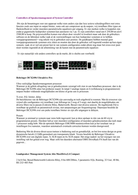 Behringer ULTRADRIVE PRO DCX2496 - Sistema Digitale Per Gestione Altoparlanti (24 Bit/96 KHz) - Foto 2