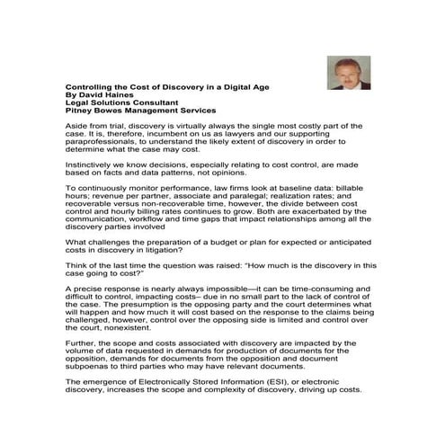 Controlling The Cost Of Discovery In A Digital Age.Doc