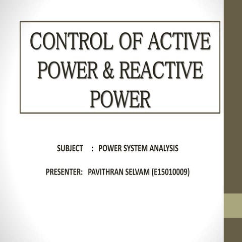 Control of active power &amp; reactive power