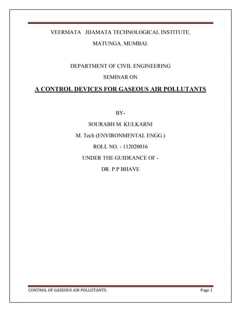 Control of Gaseous Pollutants
