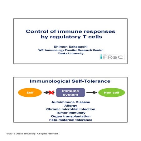 Control of immune response by regulatory T cells | PDF