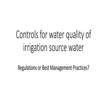 Controls for water quality of irrigation source water