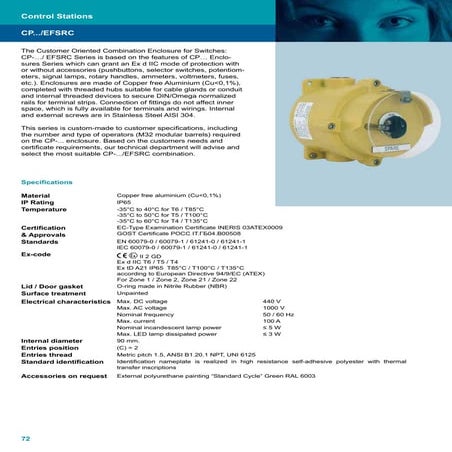 Control Stations - Hazardous Area - Technor CP.../EFSRC 