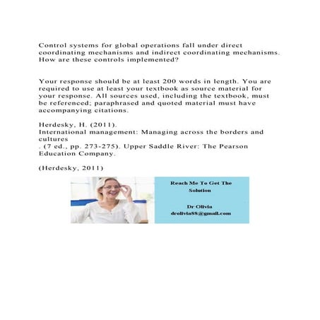 Control systems for global operations fall under direct coordinati.docx