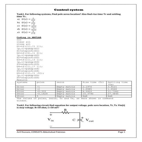 Control systems lab task