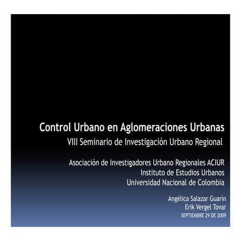 Control Urbano en Aglomeraciones Urbanas 