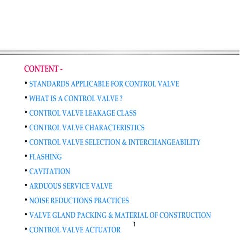 STANDARDS APPLICABLE FOR  CONTROL  VALVE