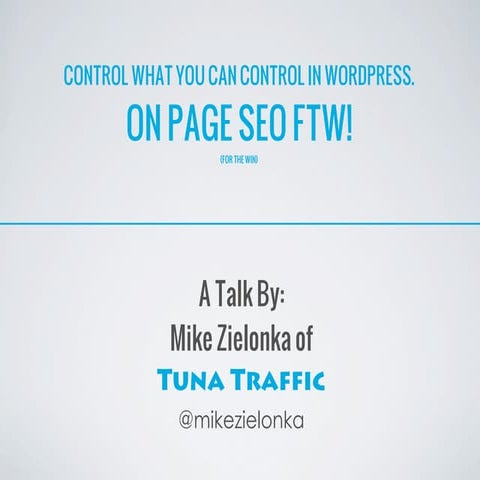 Control What You Can Control in WordPress. On Page SEO FTW!