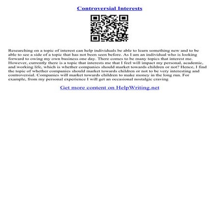 Controversial Essay Examples