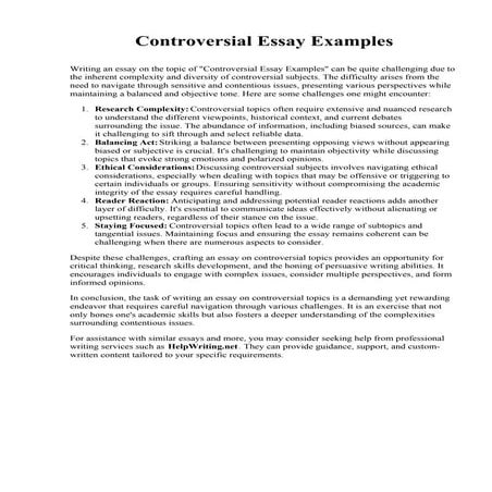 Controversial Essay Examples. Jefferson Community College (New York)