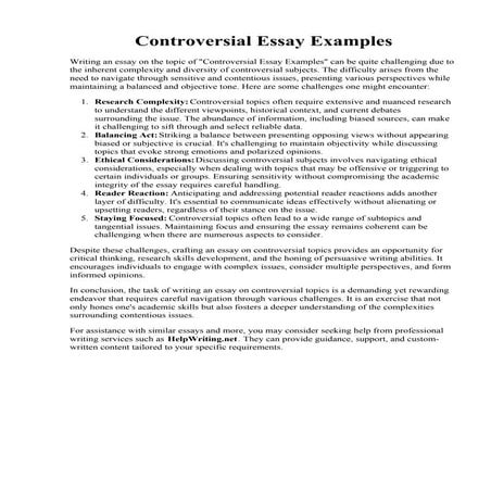 Controversial Essay Examples