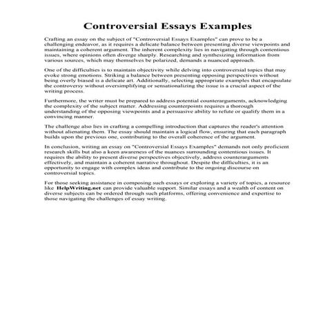 Controversial Essays Examples
