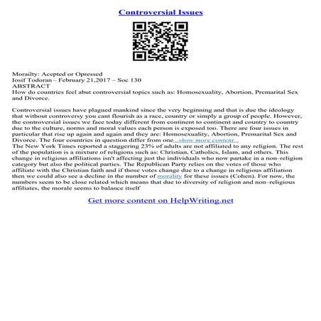 Controversial Issues Essay
