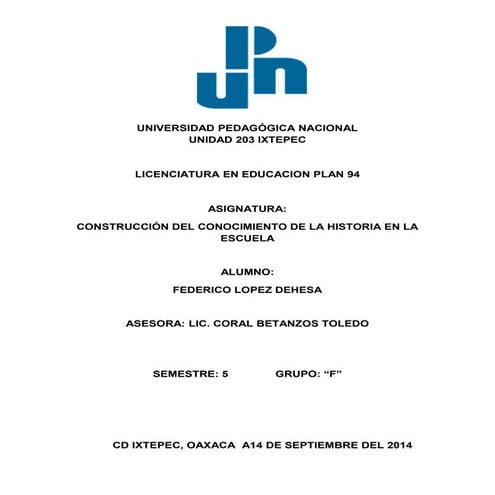 Una memoria de la experiencia docente en la enseñanza y aprendizaje de la his...