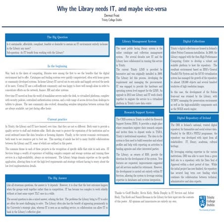 Why the Library needs IT, and maybe vice-versa - Dermot Frost