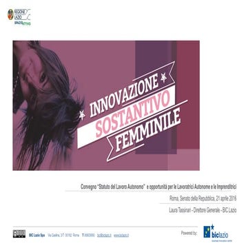 BIC Lazio @Convegno “statuto del lavoro autonomo”  e opportunità per le lavo...