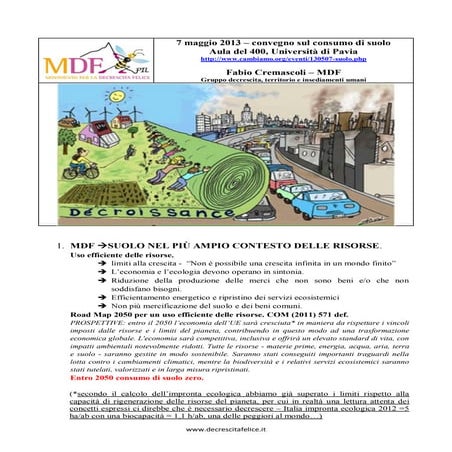 Convegno consumo di suolo. Pavia 7.5.13 _APPUNTI