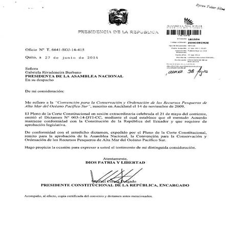 Convención para la conservación y ordenación de los recursos pesqueros de alt...