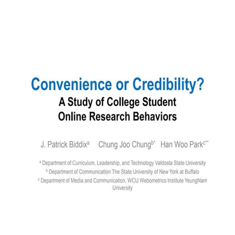 Convenience or credibility