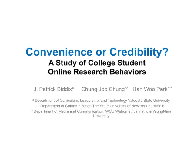 Convenience or credibility