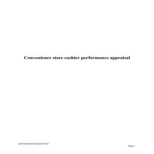 Convenience store cashier performance appraisal | DOC