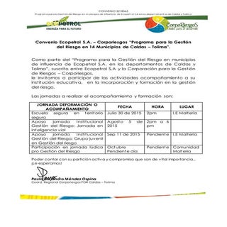 Convenio corpo riesgo