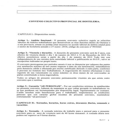 Convenio hosteleria ourense 2011 2013