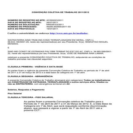 Convenção coletiva de 2011 2012