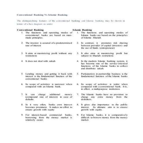 Conventional banking vs islamic banking