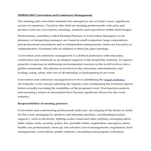 Convention and conference management