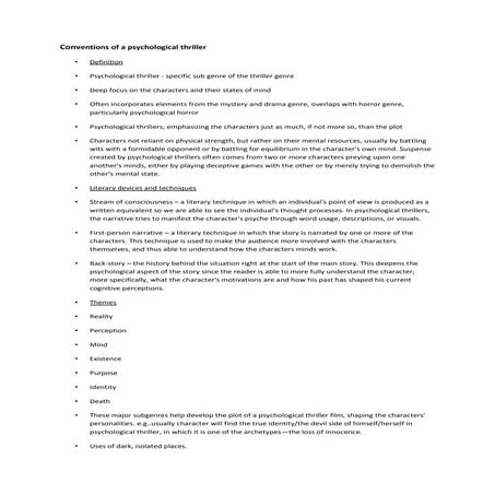 Conventions of a psychological thriller