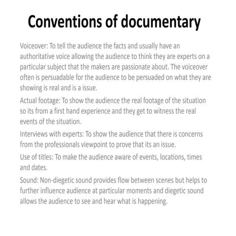 Conventions of documentary