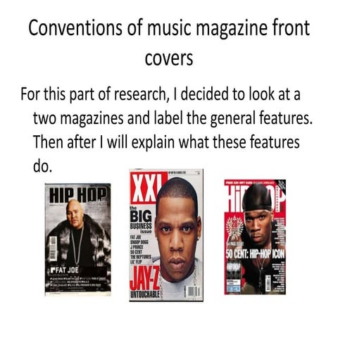 Conventions of music magazine front covers