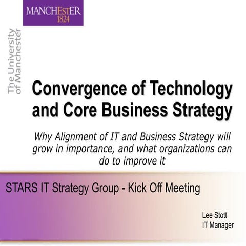 Convergence Of Technology And Core Business Strategy