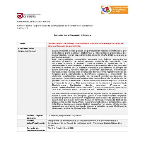 Conversando con lideres comunitarios